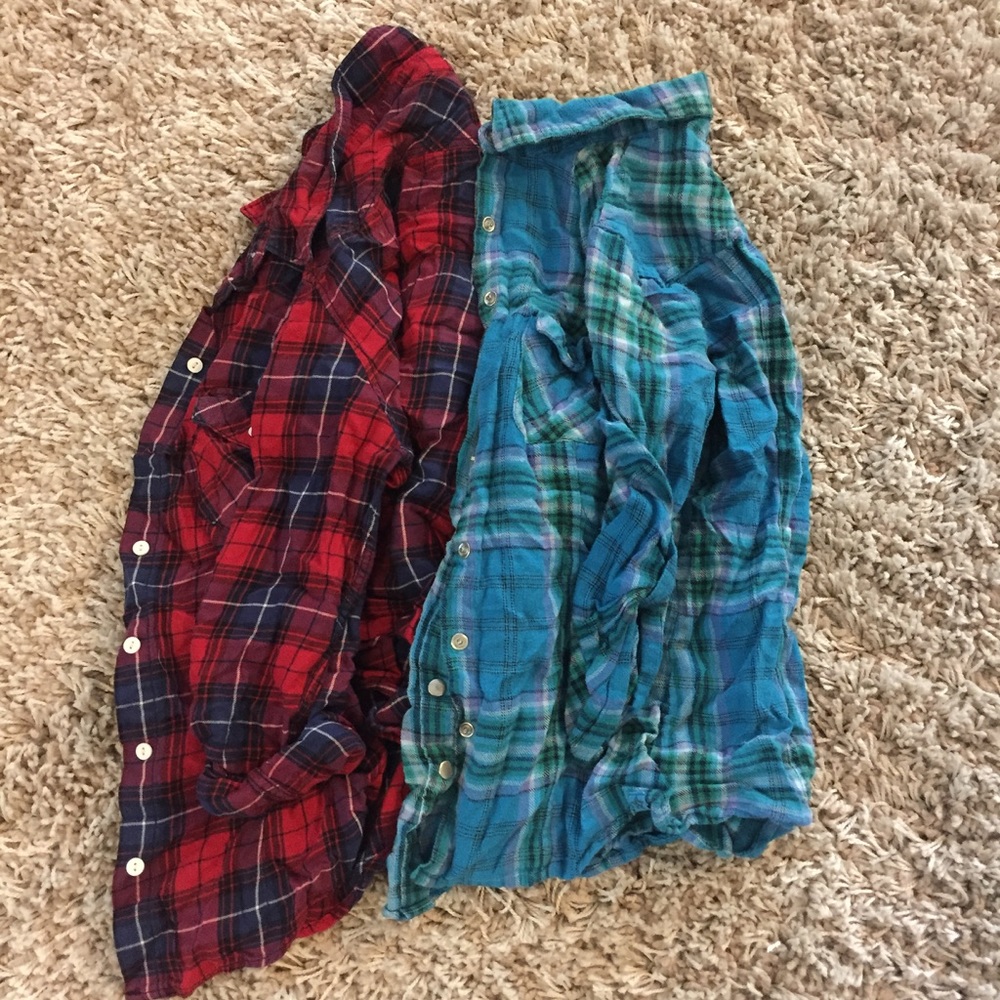 2 flannel-like tops