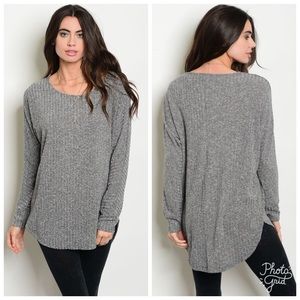 Grey Ribbed Top