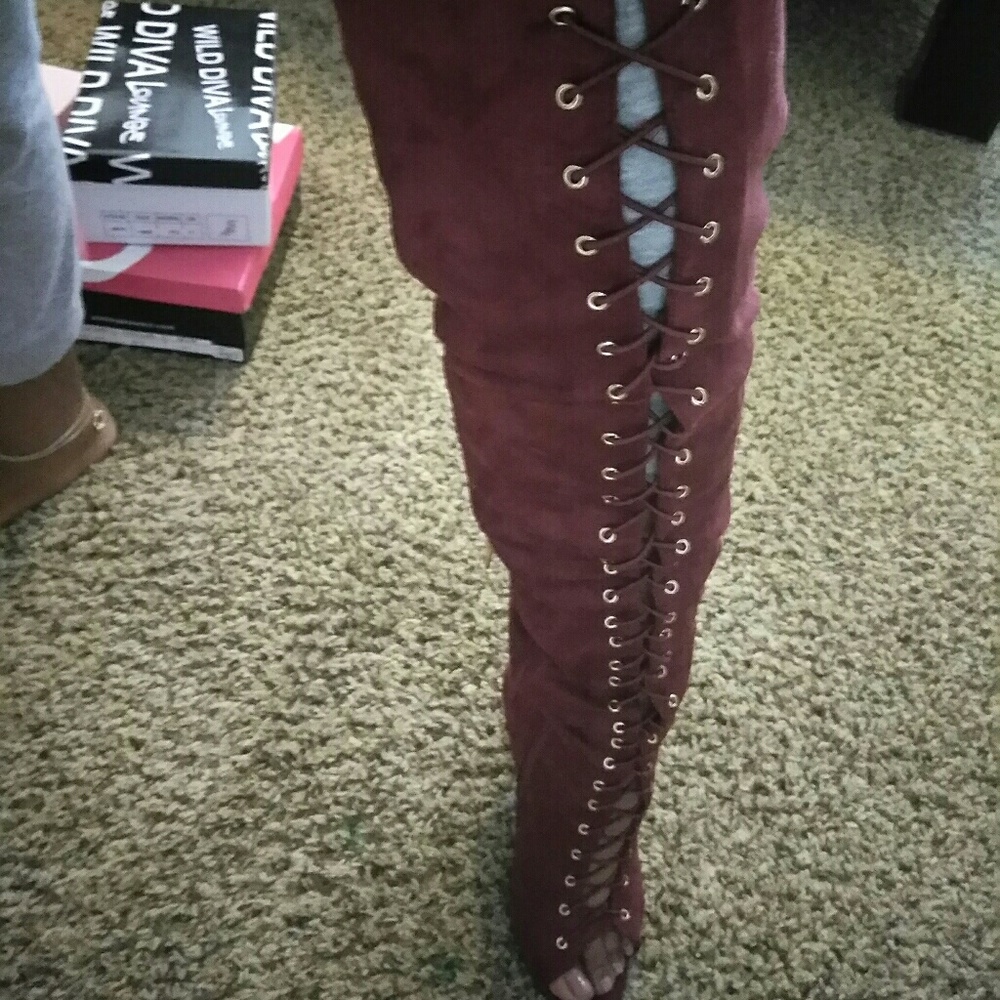 Lace up sexy thigh boots