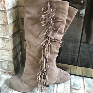 Women's Suede Fringe High Heel Boots