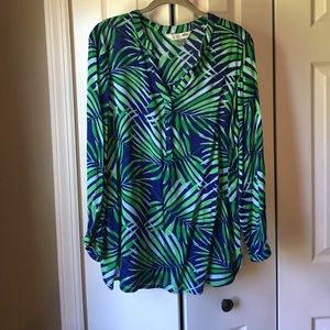 Palm print tunic blouse