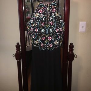 Beaded black prom dress