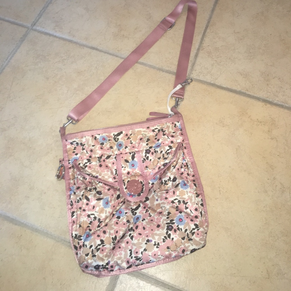 kipling kameron pink ditsy crossbody bag