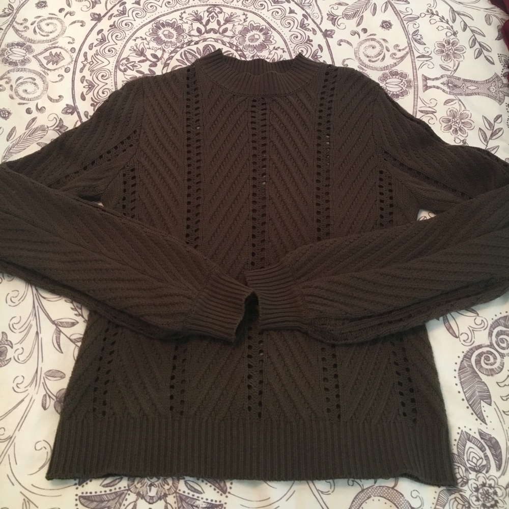 Brown Eyelet Sweater