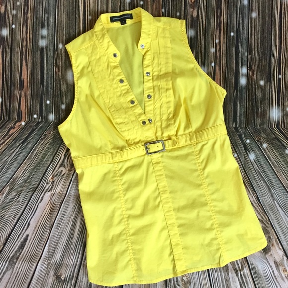 Express Tops - Express Sleeveless Six Button Studio Blouse