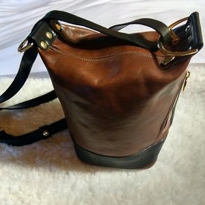 Valentina Brown and black leather purse