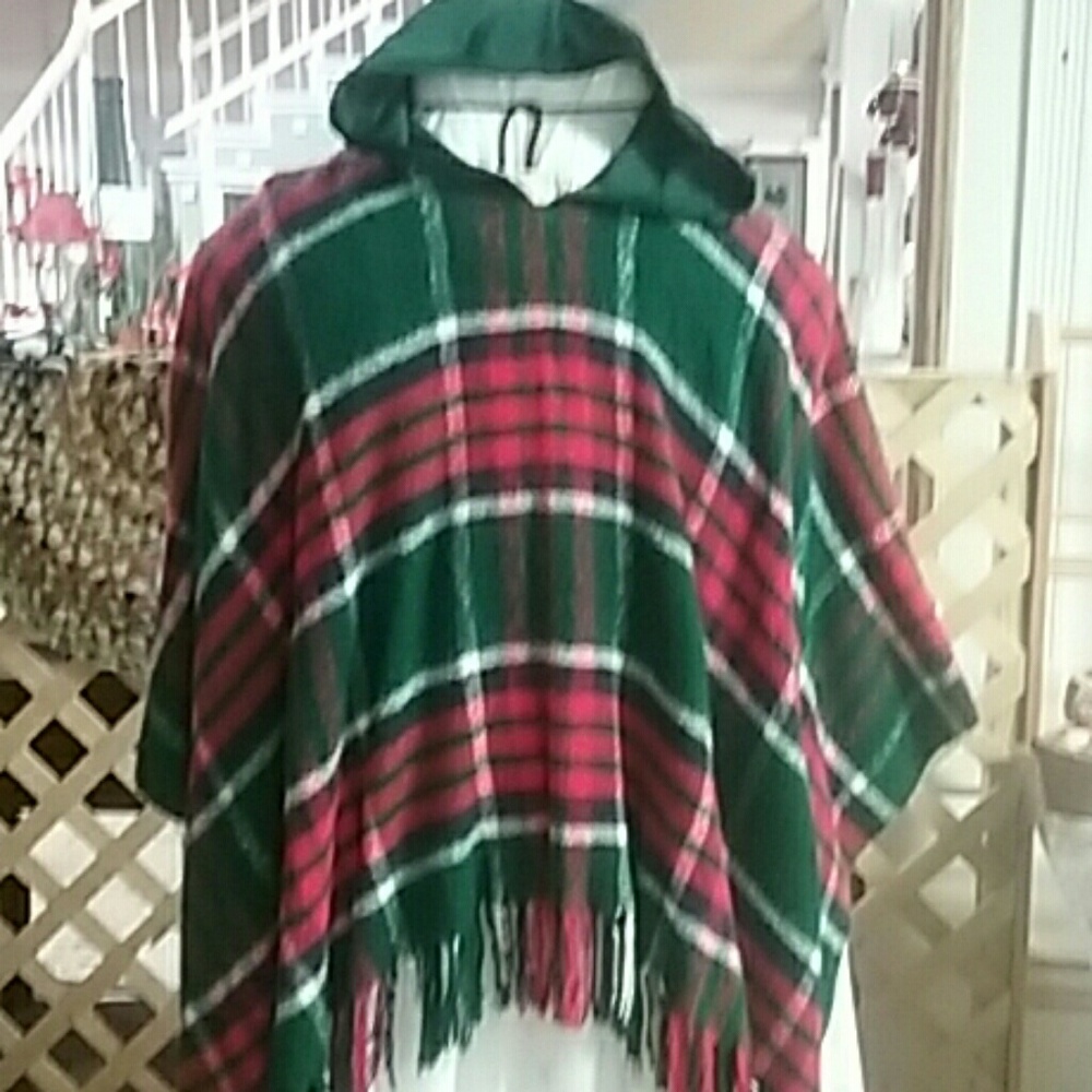 Hand made unisex poncho with a hood