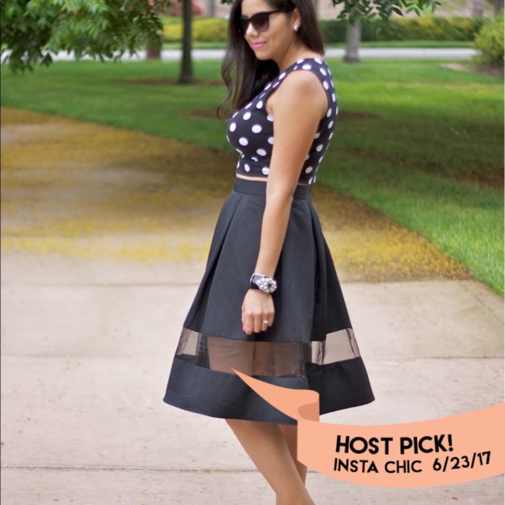 Express Black Midi Skirt with translucent window