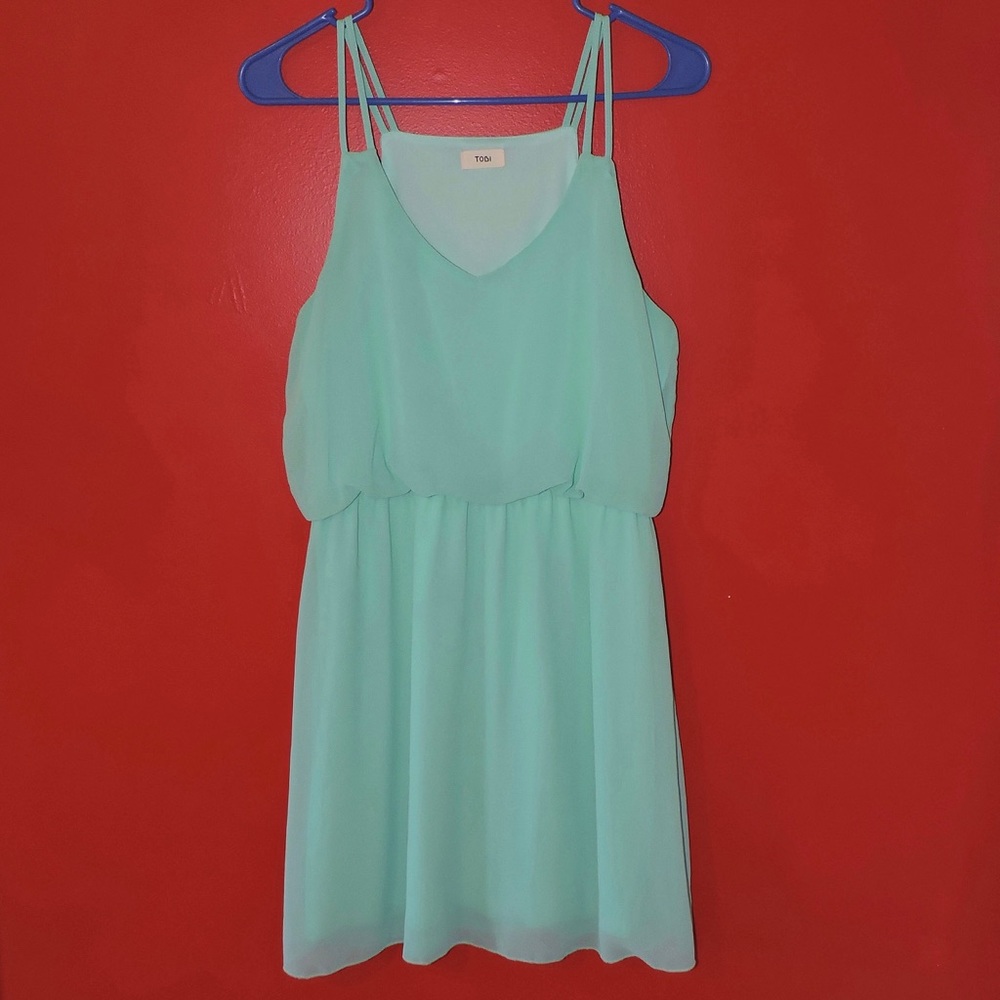 Teal flowy mini dress