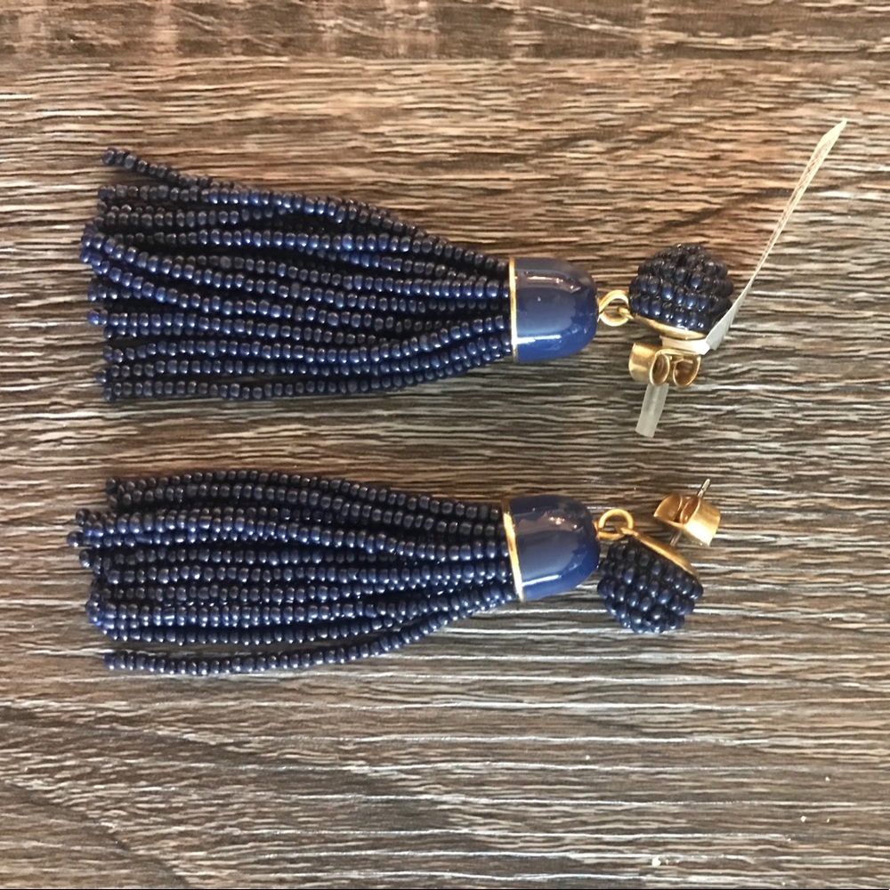 Jcrew navy blue tassel earring