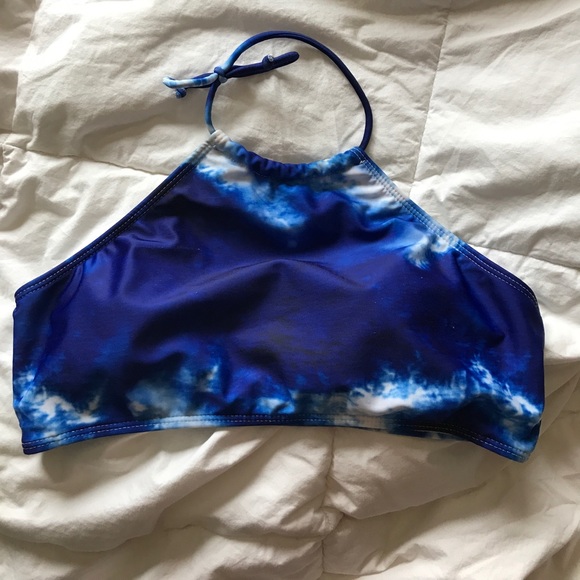 Other - NWOT Blue tie-dye halter bikini