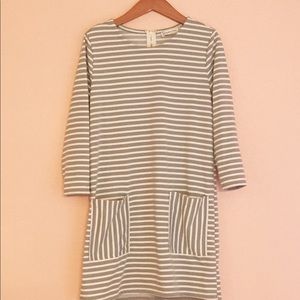 Green and White Striped Sweater Dress
