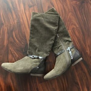 Suede and leather riding boots