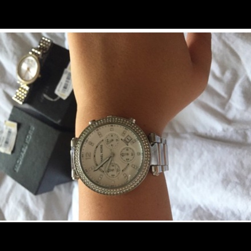 Michael kors silver crystal watch