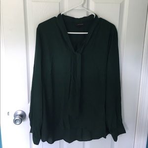 Forest Green Tie Neck Blouse