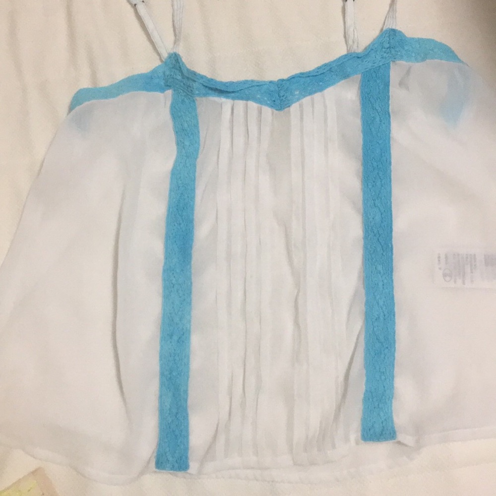 White off shoulder see through with blue linings