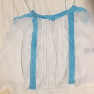 White off shoulder see through with blue linings