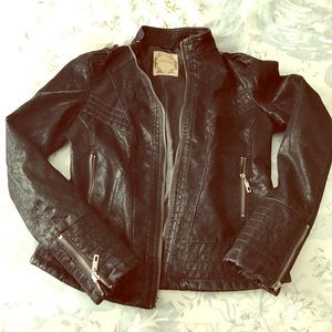 Poly leather jacket Black