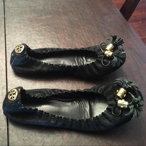 Tory Burch Pony Hair Tassel Ballet Flats