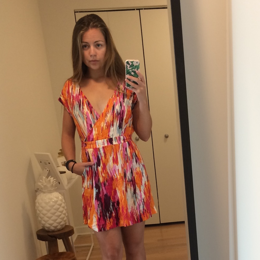 Forever 21 Vibrant Pink Print Wrap Dress