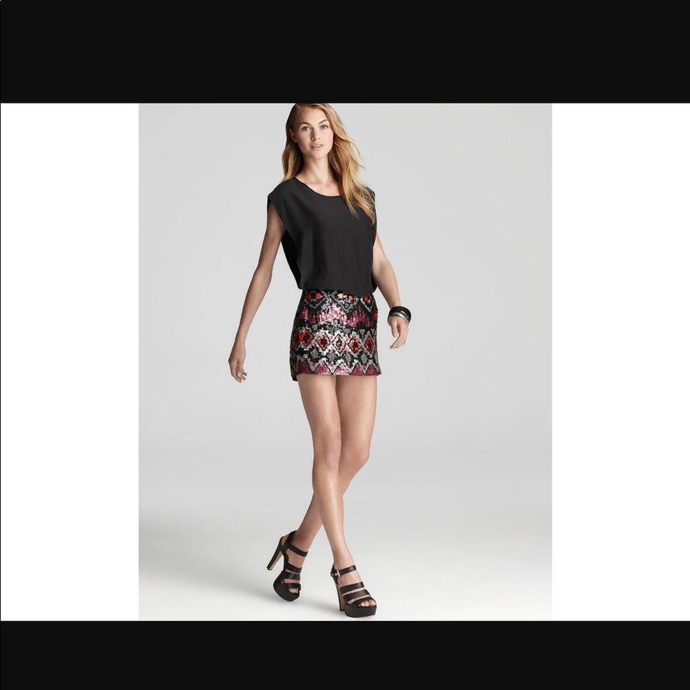 Parker Black Combo Dress with Sequin Skirt