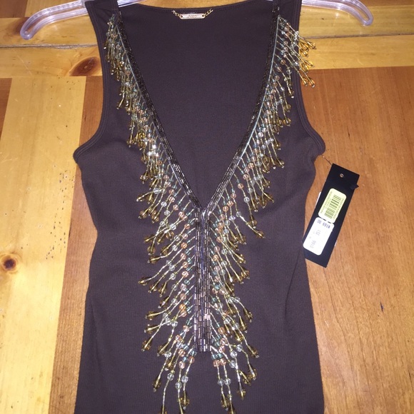 NWT Allen B Swartz jeweled tank top - Picture 1 of 7