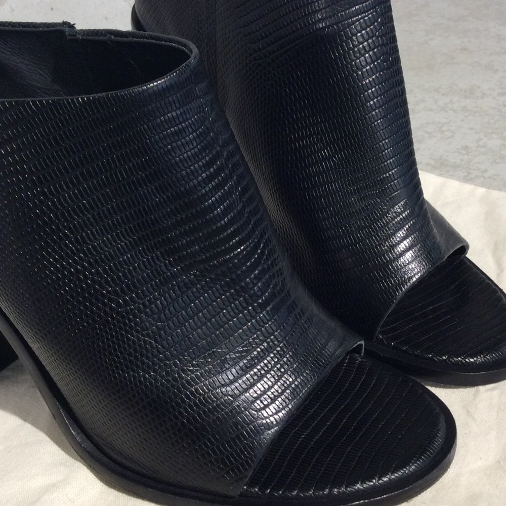 Tibi Leona Black Snakeskin Print Mules - Picture 4 of 5