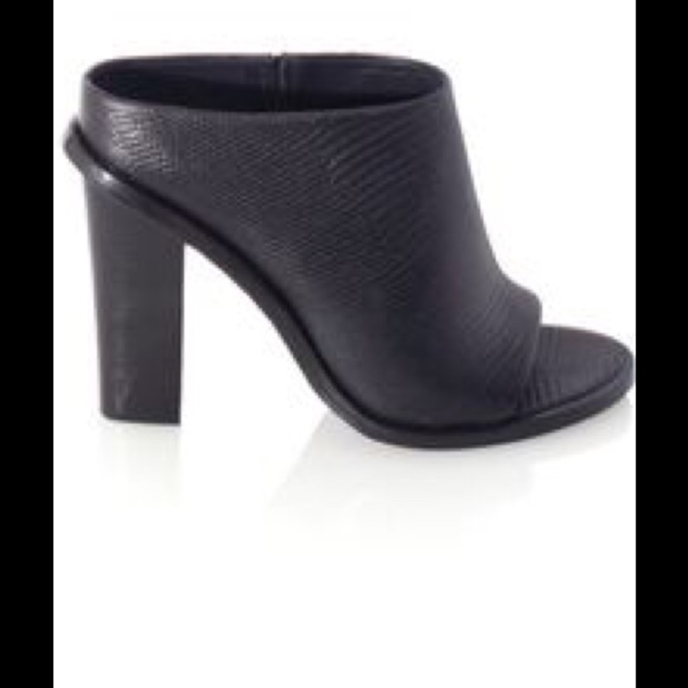 Tibi Leona Black Snakeskin Print Mules