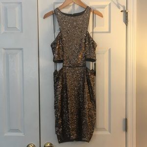 Dark Gold Sequins Midi Dress