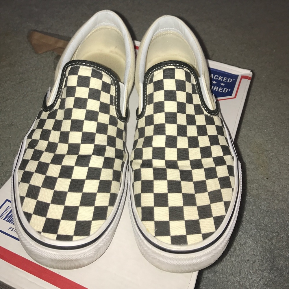 Checkered slip on vans