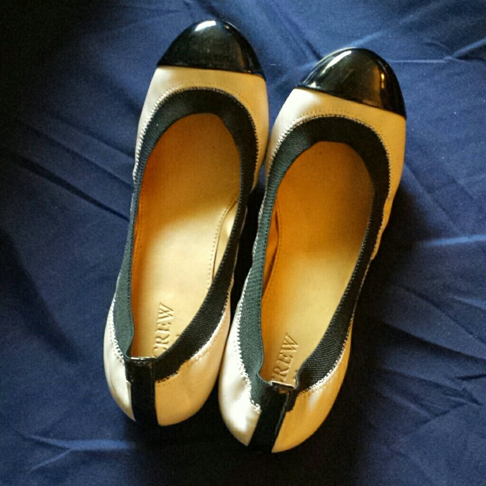 Pale pink and black J. Crew flats