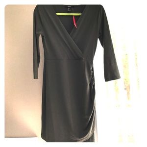 Olive green fitted wrap dress