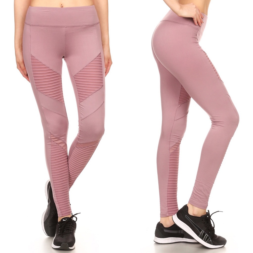 NEW Mauve Purple Moto Motorcycle Style Leggings - Picture 2 of 8