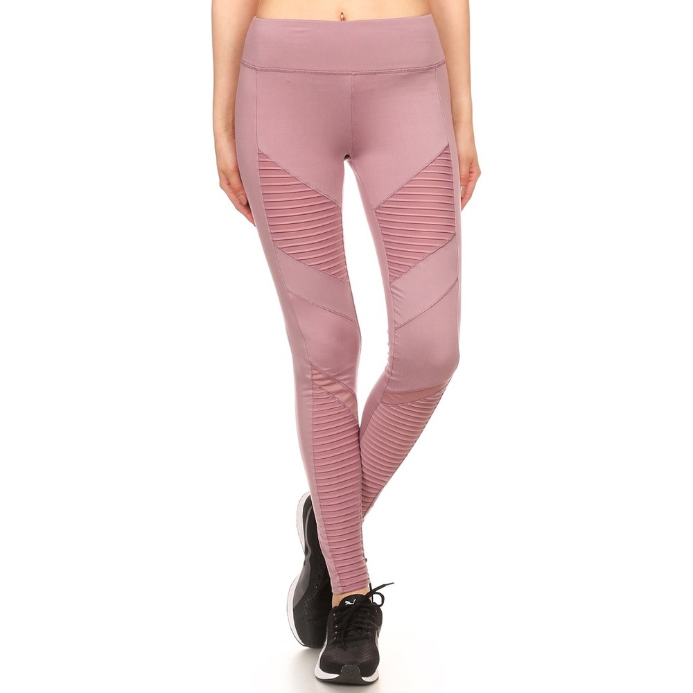 NEW Mauve Purple Moto Motorcycle Style Leggings - Picture 4 of 8