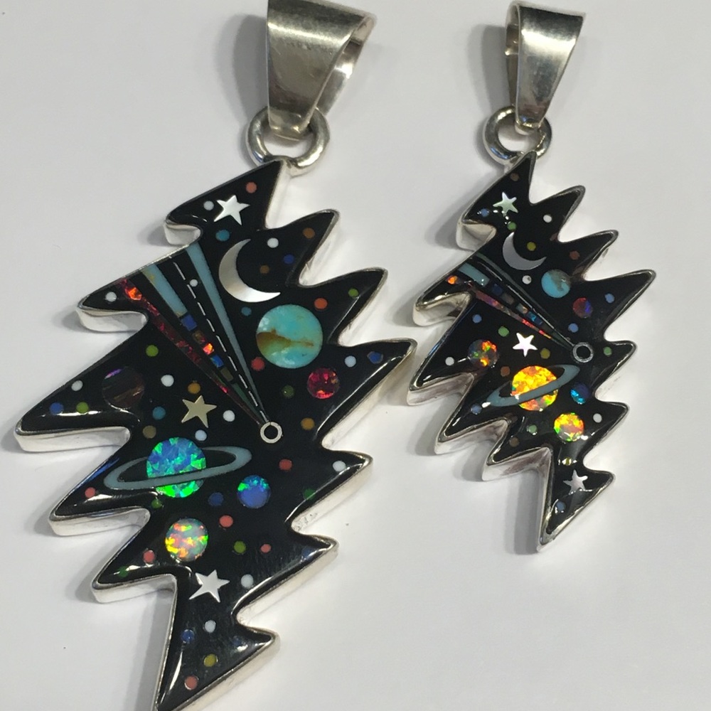 ✨Handmade silver & gemstone 13 point pendant - Picture 1 of 5