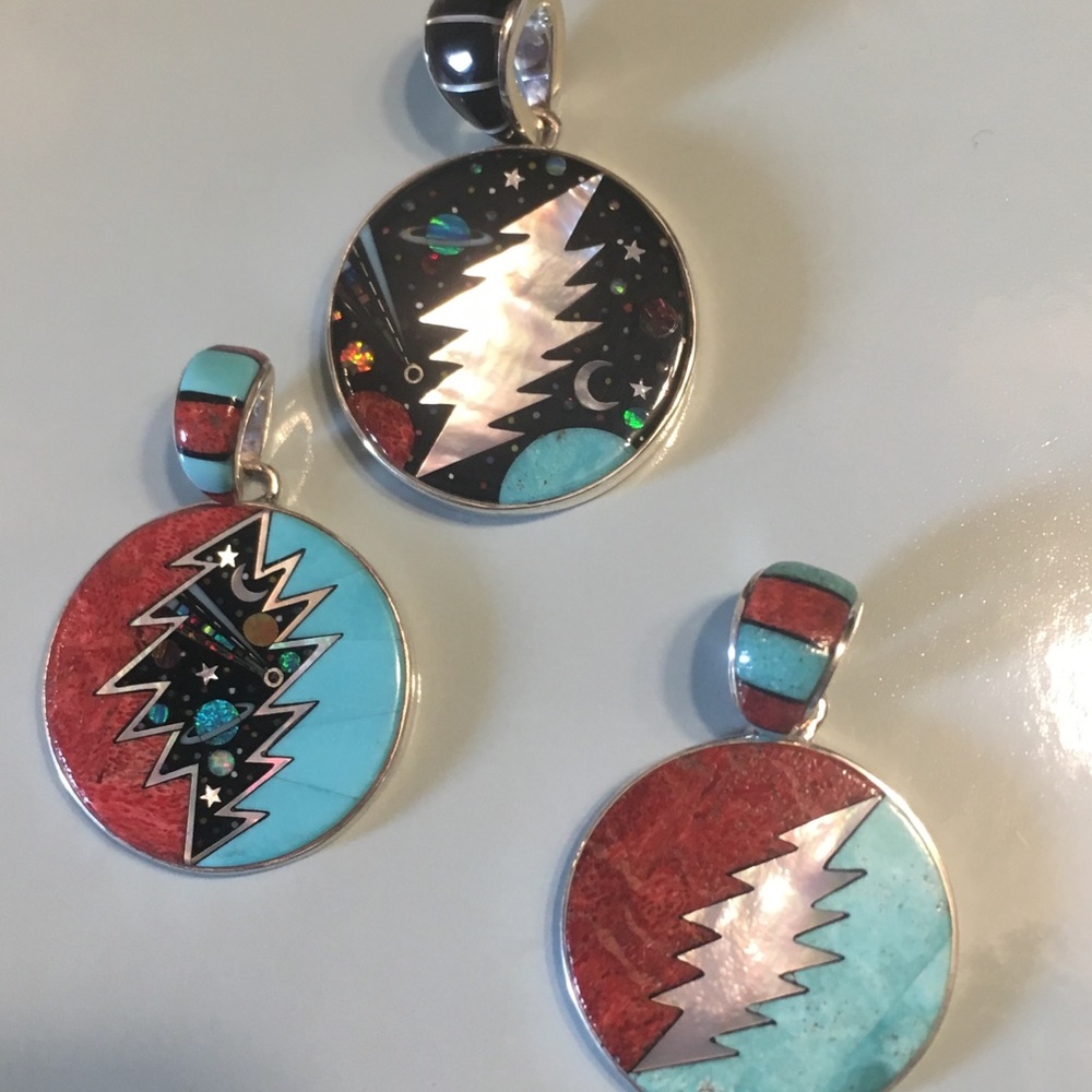 ✨Handmade silver & gemstone 13 point pendant - Picture 4 of 5