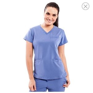 Blue medical scrub top AND bottom size small