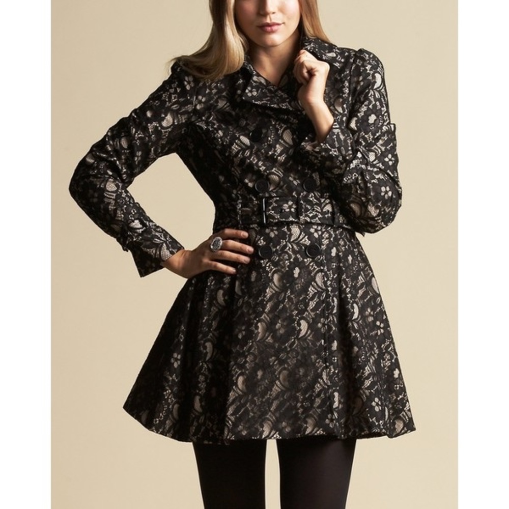 Bebe Lace Black trench Coat