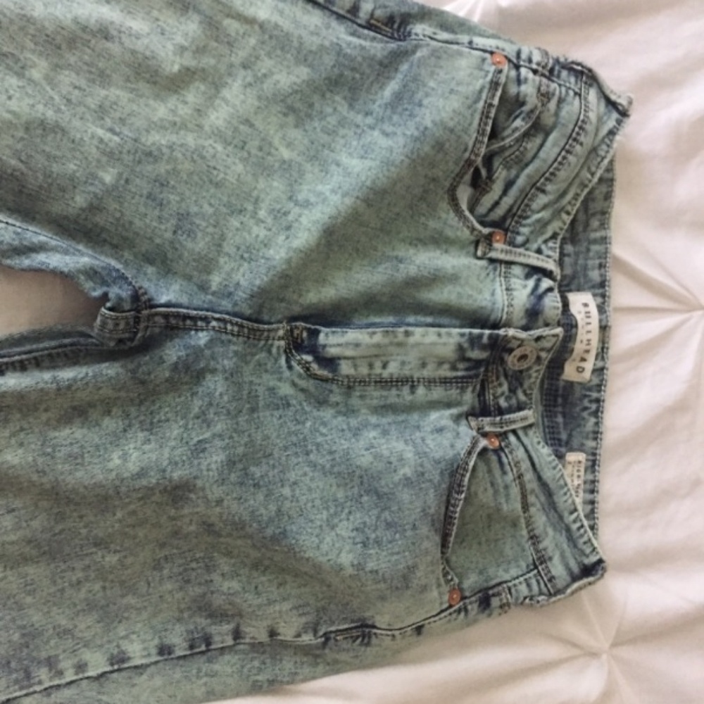 High rise acid wash skinny jeans