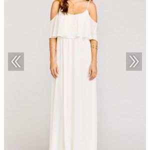 Caitlin Ruffle Maxi Dress In wedding cake chiffon