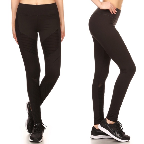 LAST LARGE! Black Comfy Moto Style Leggings - Picture 4 of 8
