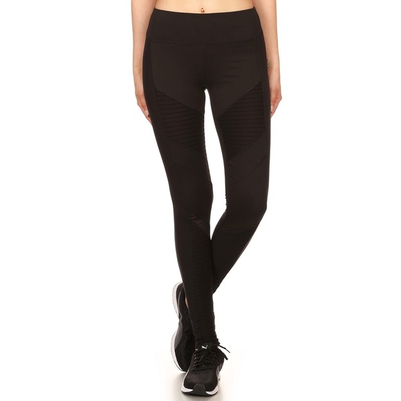 LAST LARGE! Black Comfy Moto Style Leggings - Picture 6 of 8