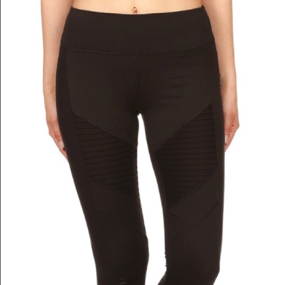 LAST LARGE! Black Comfy Moto Style Leggings - Picture 3 of 8