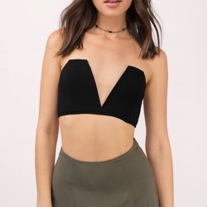 Tobi black Deep V crop top