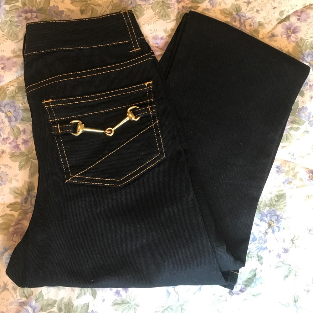Cache Sexy Premium Gold Trim & Buckles Jeans!