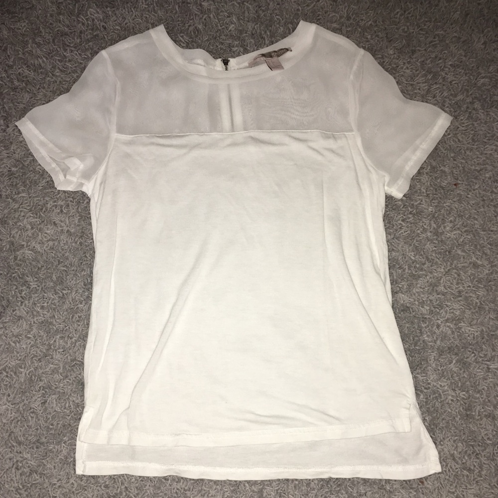Forever 21 Contemporary - Sheer Paneled White Top