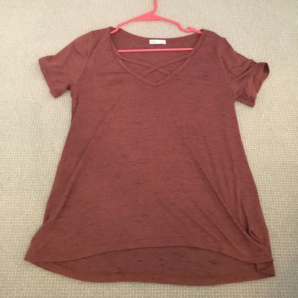 Burgundy short sleeve top