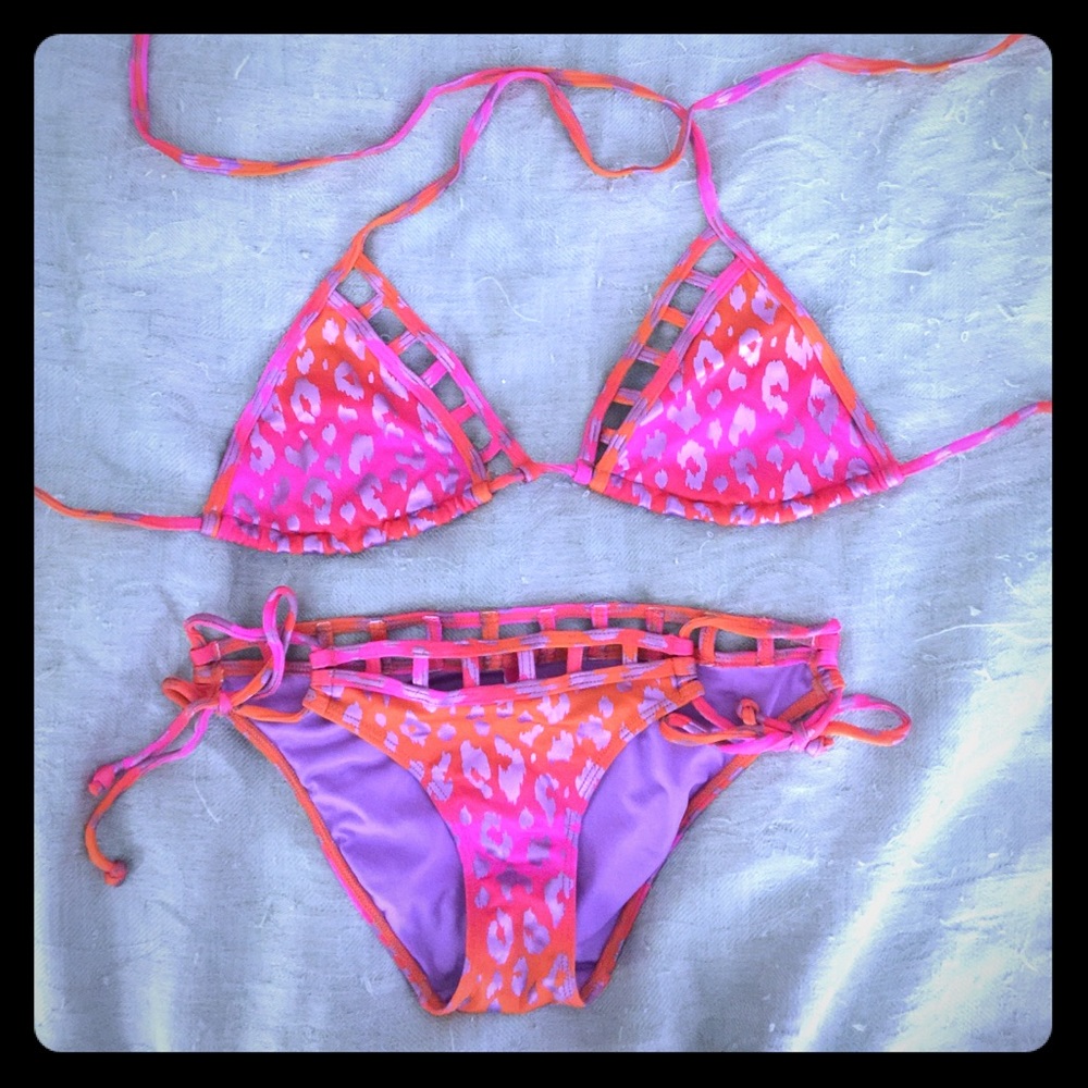 Vs String Bikini W Purple Metallic Leopard Print - image 1