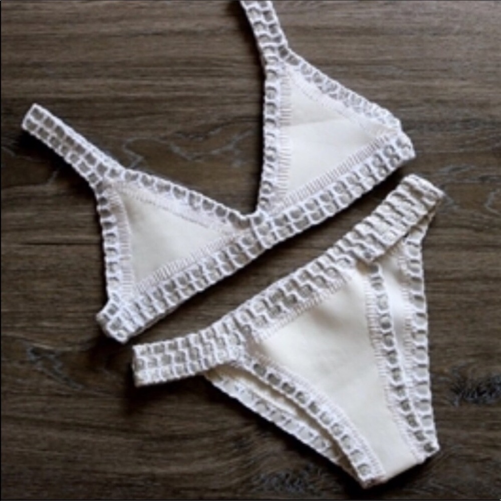 White neoprene knit bikini