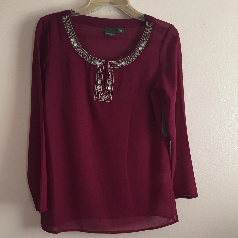 NWT Covington Maroon Tunic with Eason & Slip